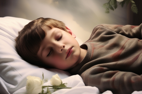 young boy dreaming about mother