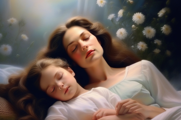 young kid dreaming about mother